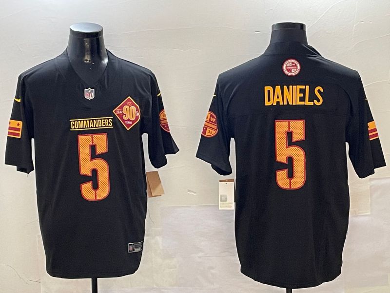 Men Washington Commanders #5 Daniels Black Thanksgiving three generations 2024 Nike Limited NFL Jersey style 1->washington commanders->NFL Jersey